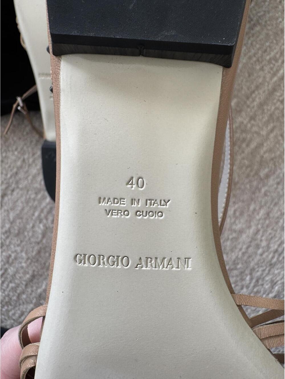 Giorgio Armani Leather Flat Strappy Sandals Nude IT 40/US 10 - Picture 3 of 7